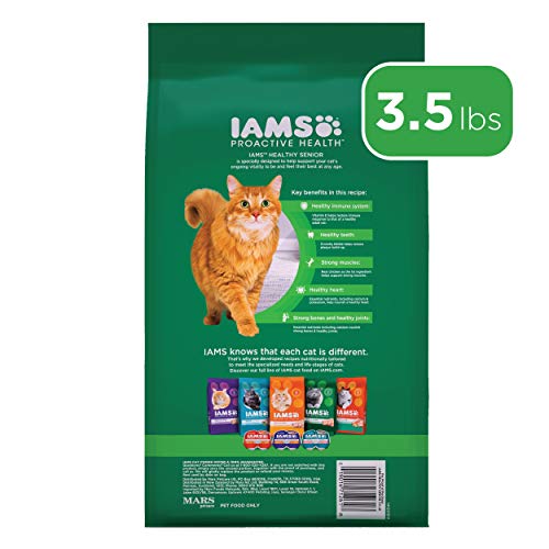 IAMS PROACTIVE HEALTH HEALTHY SENIOR Dry Mature Cat Food with Chicken Cat Kibble, 3.5 lb. Bag