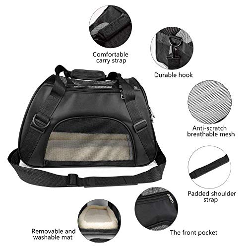 Cuby Soft Sided Pet Carrier?Comfort for Airline Travel for Small Animals/Cats/Kitten/Puppy (S, Black)