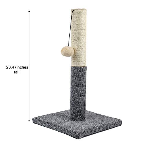 Akarden 20.5'' Tall Cat Scratching Post, Kitty Scratching Post with Hanging Ball, Durable Cat Scratcher Pole with Sisal Rope