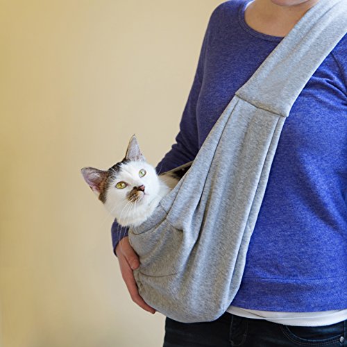 iPrimio Dog and Cat Sling Carrier  Hands Free Reversible Pet Papoose Light Blue Bag - Soft Pouch and Tote Design  Suitable for Puppy, Small Dogs, and Cats for Outdoor Travel