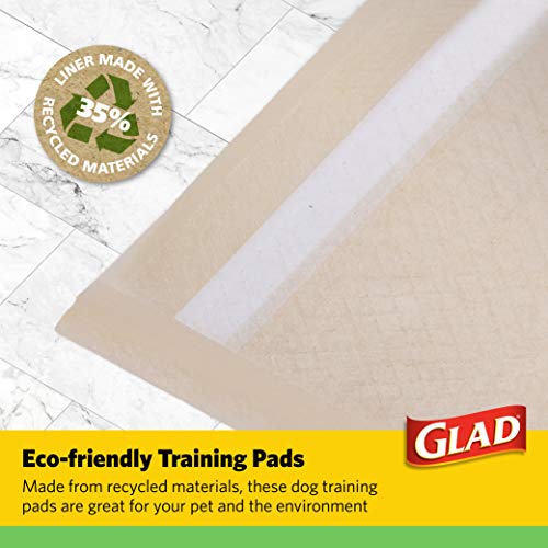 Glad for Pets Earth Friendly Bamboo Training Pads | Eco Friendly Puppy Pads for All Dogs | 85 Super Absorbent Puppy Training Pads, Deodorizing Dog Training Pads for Pets, Beige, Model Number: FF13710