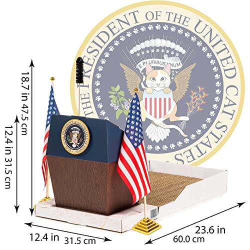 Funny Podium Cat Scratcher for Indoor Cats - Fun & Cool Cardboard Scratching Post with Cute Groomer & Catnip Included. Sturdy Cardboard Scratch Pad are 100% Made in Taiwan.