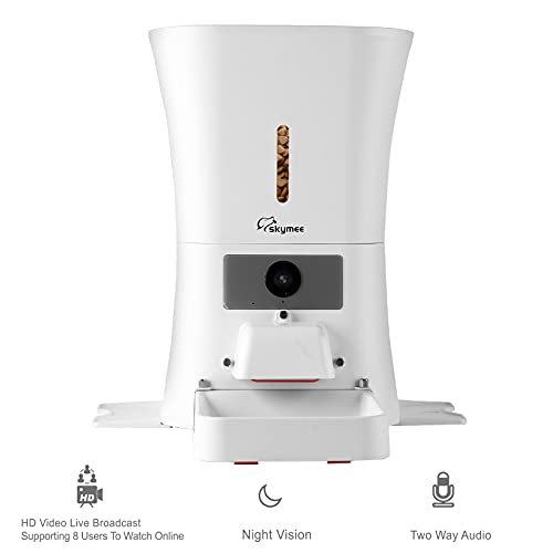 SKYMEE 8L WiFi Pet Feeder Automatic Food Dispenser for Cats & Dogs - 1080P Full HD Pet Camera Treat Dispenser with Night Vision and 2-Way Audio, Wi-Fi Enabled App for iPhone and Android