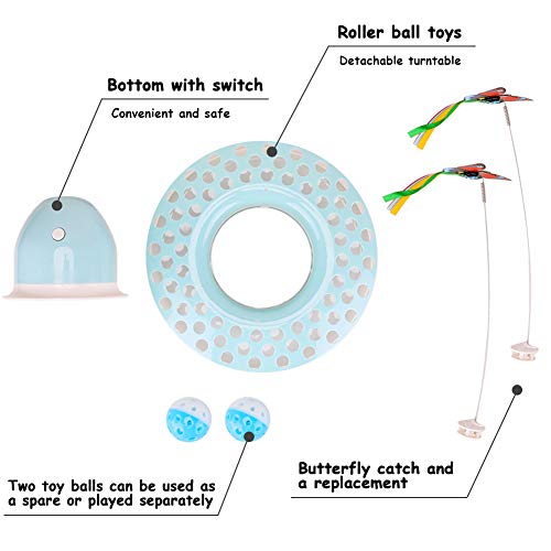 Cat Toys - Funny Automatic Electric Rotating Butterfly & Ball Exercise Kitten Toy,Interactive Cat Teaser Toys for Indoor Cats (Feather Toys)