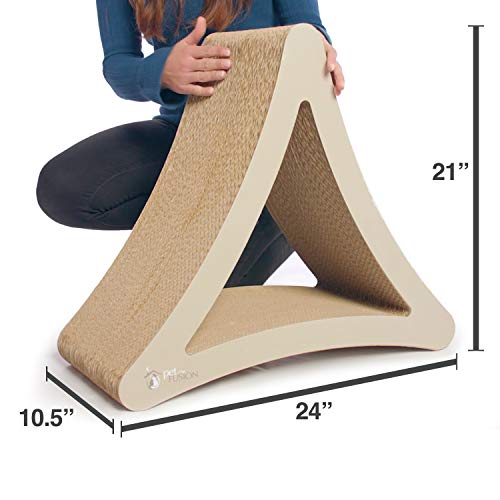 PetFusion 3-Sided Vertical Cat Scratching Post (Large Size, Warm Gray). [Multiple Scratching Angles to Match Your Cat's Preference]