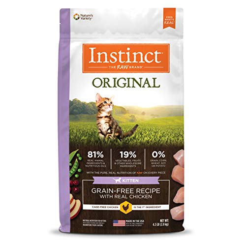 Instinct Original Kitten Grain Free Recipe with Real Chicken Natural Dry Cat Food by Nature's Variety, 4.5 lb. Bag