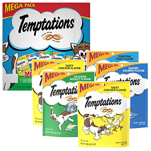 Temptations Whiskas Mega Pack Cat Treats, Assorted Flavors, 6.3 Oz, 5 Pack