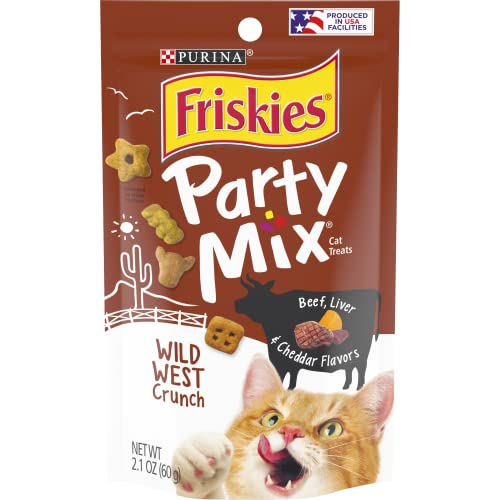 Purina Friskies Made in USA Facilities Cat Treats, Party Mix Crunch Wild West - (10) 2.1 oz. Pouches
