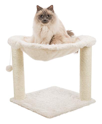 Trixie Baza Scratching Post with Hammock XXL, Dangling Pom-Pom, for Large Cats, Cream (44552)