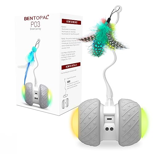 BENTOPAL Automatic Cat Toys Interactive Cat Feather Toys, Pet ExerciseToys, Electric Cat Toys for Indoor Cats/Kitten with Feather, 2020 Upgrade (Auto Cat Toy)