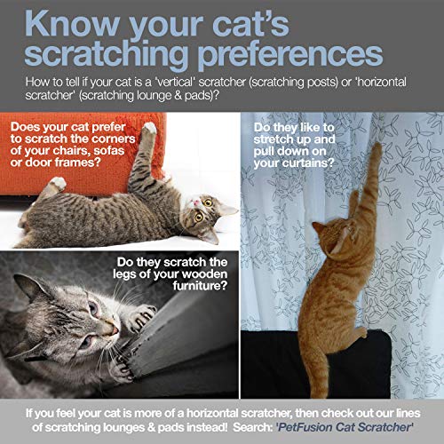 PetFusion 3-Sided Vertical Cat Scratching Post (Large Size, Warm Gray). [Multiple Scratching Angles to Match Your Cat's Preference]