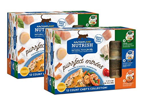 Rachael Ray Nutrish Purrfect Entrees Natural Wet Cat Food, Chef's Collection Variety Pack, 2 Ounce Cup (Pack of 24), Grain Free