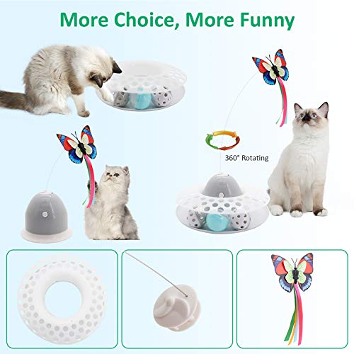 Flurff Interactive Cat Toy with Roller, Automatic Electric Rotating Butterfly Cat Toy, Circle Track with Spinning Moving Balls, Mental Exercise Funny Self-Play Toys for Indoor Cats.