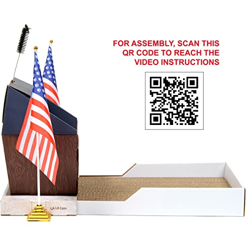 Funny Podium Cat Scratcher for Indoor Cats - Fun & Cool Cardboard Scratching Post with Cute Groomer & Catnip Included. Sturdy Cardboard Scratch Pad are 100% Made in Taiwan.