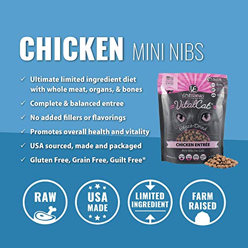 Vital Essentials Vital Cat Freeze-Dried Grain-Free Chicken Mini Nibs Cat Food, 12 oz.