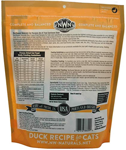 Northwest Naturals 2 Pack of Freeze-Dried Duck Raw Food for Cats, 11 Ounces Each