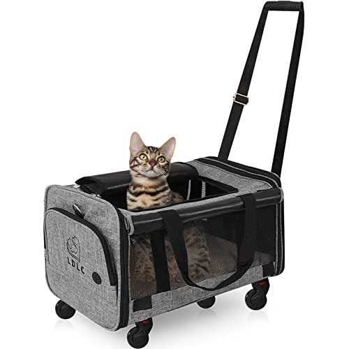 NOYAL Pet Carrier Airline Approved, Soft-Sided Dog Travel Carriers with Removable Wheels Perfect for Cats Pups & Small Animals (20.5" L × 13" W × 11" H)