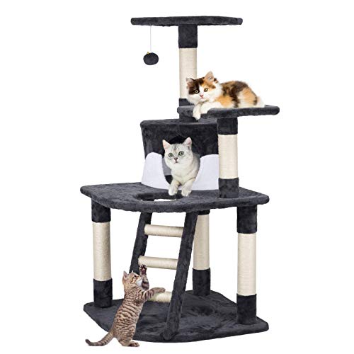 YAHEETECH 48in Cat Tree Tower with Spacious Condo, Cozy Platform and Replaceable Dangling Ball