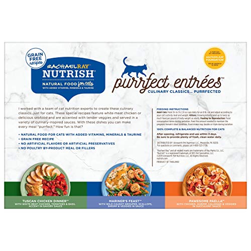 Rachael Ray Nutrish Purrfect Entrees Natural Wet Cat Food, Chef's Collection Variety Pack, 2 Ounce Cup (Pack of 24), Grain Free