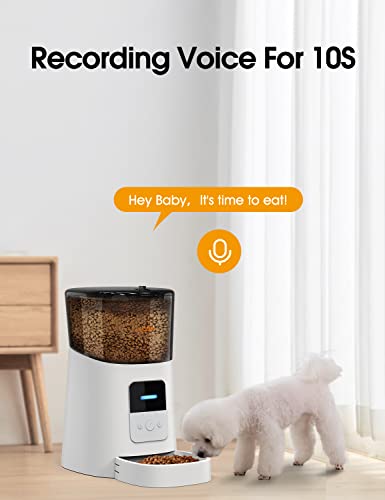 WOPET 6L Automatic Cat Feeder,Wi-Fi Enabled Smart Pet Feeder for Cats and Dogs,Auto Dog Food Dispenser with Portion Control, Distribution Alarms and Voice Recorder Up to 15 Meals per Day