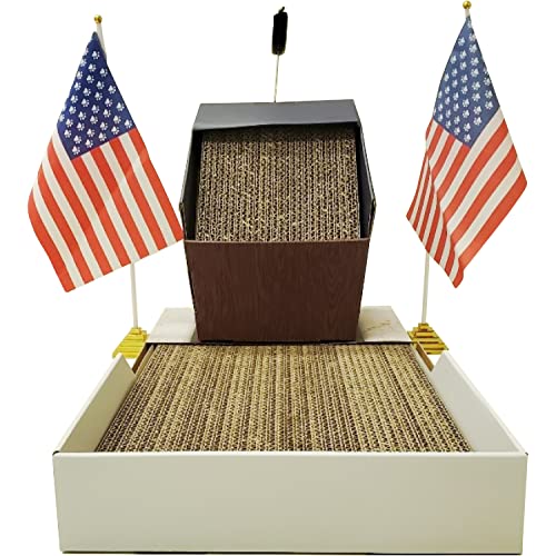 Funny Podium Cat Scratcher for Indoor Cats - Fun & Cool Cardboard Scratching Post with Cute Groomer & Catnip Included. Sturdy Cardboard Scratch Pad are 100% Made in Taiwan.