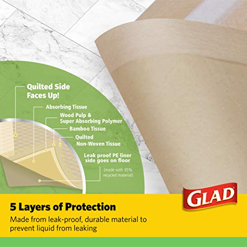 Glad for Pets Earth Friendly Bamboo Training Pads | Eco Friendly Puppy Pads for All Dogs | 85 Super Absorbent Puppy Training Pads, Deodorizing Dog Training Pads for Pets, Beige, Model Number: FF13710