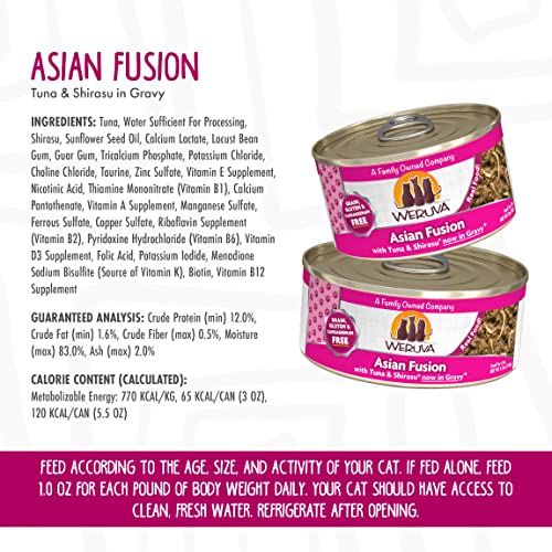 Weruva Classic Cat Food, Asian Fusion With Tuna Red Meat & Shirasu In Aspic, 3Oz Can (Pack Of 24)