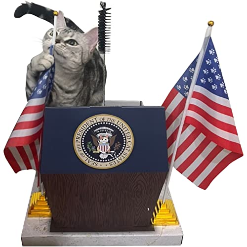 Funny Podium Cat Scratcher for Indoor Cats - Fun & Cool Cardboard Scratching Post with Cute Groomer & Catnip Included. Sturdy Cardboard Scratch Pad are 100% Made in Taiwan.