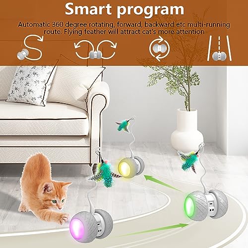 BENTOPAL Automatic Cat Toys Interactive Cat Feather Toys, Pet ExerciseToys, Electric Cat Toys for Indoor Cats/Kitten with Feather, 2020 Upgrade (Auto Cat Toy)