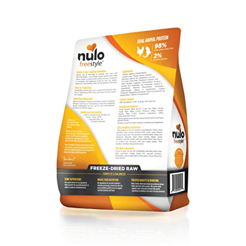 Nulo Freestyle Freeze-Dried Raw Cat Food, Chicken & Salmon, 3.5 oz - Grain Free Cat Food with Probiotics, Ultra-Rich Protein to Support Digestive and Immune Health - Premium Pet Food Topper, Yellow