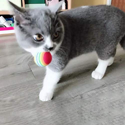 Cat Toys Kitten Toys Assortments, 16PCS Variety Kitty Toy Set Including Interactive Feather Teaser Toy, Mouse Tumbler, Mylar Crinkle Balls Rainbow Balls Bells Toys, for Chewing Playing (Random Color)