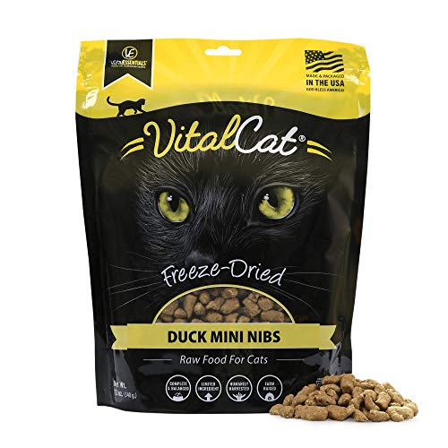 Vital Cat Freeze-Dried Duck Mini Nibs Grain Free Limited Ingredient Cat Food, 12 Ounce Bag
