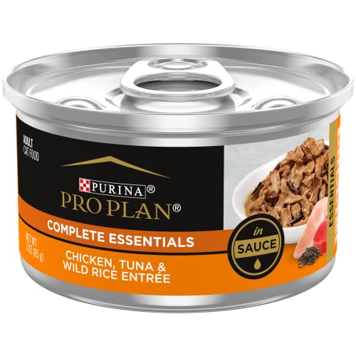 Purina Pro Plan Wet Cat Food, Chicken, Tuna & Wild Rice Entree in Sauce - (24) 3 oz. Pull-Top Cans