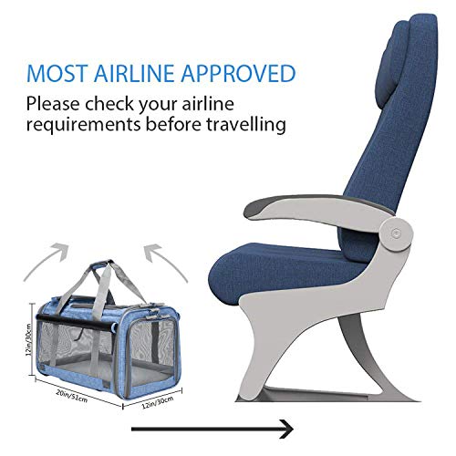 Bonnlo Cat Puppy Pet Wheels Rolling Carrier Stroller - 20"x12"x12" Soft Sided Pet Travel Carrier with BPA Free Travel Bowl, Removable Wheels & Durable Mesh Panels & Detachable Fleece Bed