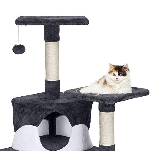 YAHEETECH 48in Cat Tree Tower with Spacious Condo, Cozy Platform and Replaceable Dangling Ball