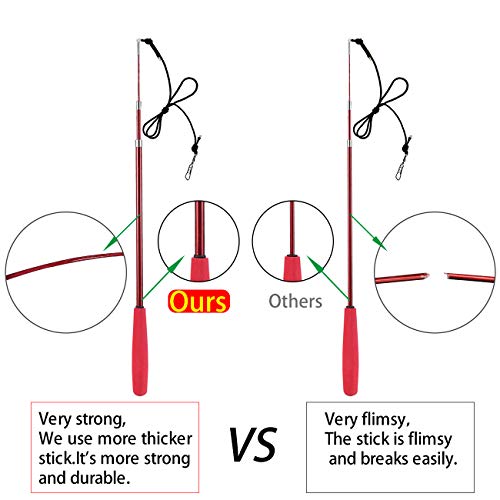 M JJYPET Retractable Cat Toy Wand, 12 Packs Interactive Cat Feather Toys, 9 Assorted Teaser Refills with Bell for Cat Kitten (Blue)