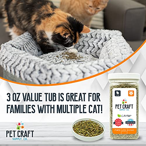 Pet Craft Supply Premium Maximum Potent All Natural Catnip for Cats USA Grown & Harvested Large 3Oz Resealable Canister Great for Training Redirecting Bad Behaviors