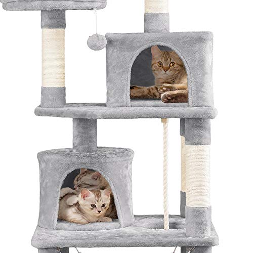 YAHEETECH 62.2inches Cat Tree Cat Towers Cat Condo with Platform & Hammock, Scratching Posts for Kittens Pet Play House with Plush Perch for Indoor Activity Relaxing
