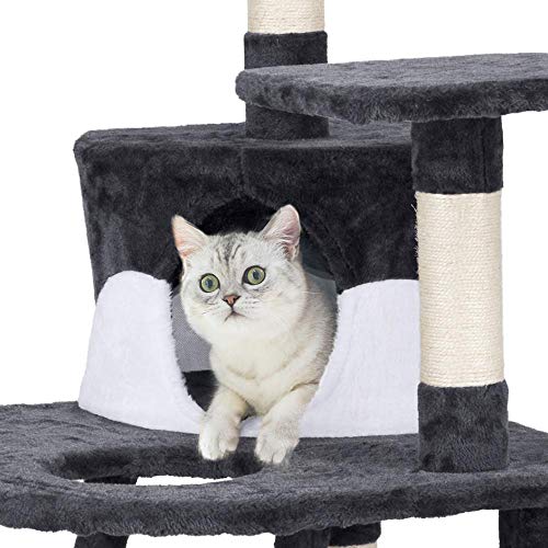 YAHEETECH 48in Cat Tree Tower with Spacious Condo, Cozy Platform and Replaceable Dangling Ball