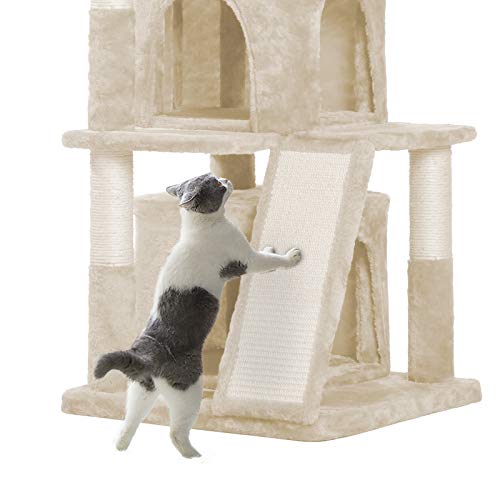 Hey-brother Multi-Level Cat Tree Condo Furniture with Sisal-Covered Scratching Posts for Kittens, Cats and Pets Beige MPJ004M