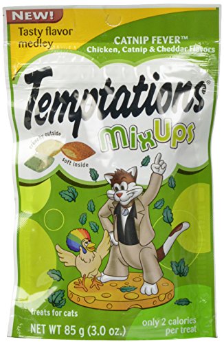 Temptations Cat Treats Mix Ups, Catnip Fever Chicken, Catnip and Cheddar Flavors, 3 Oz Pouch