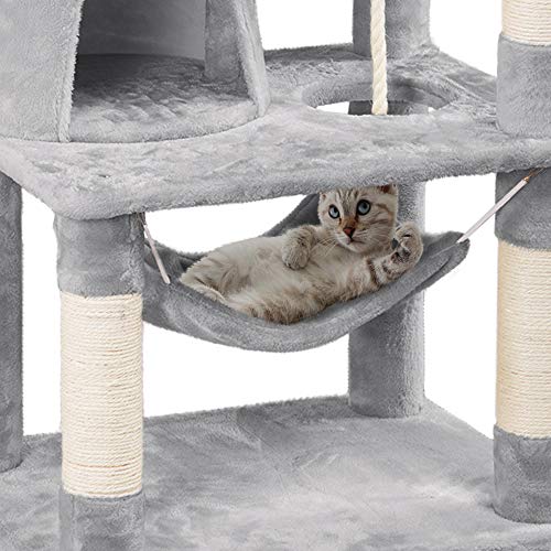 YAHEETECH 62.2inches Cat Tree Cat Towers Cat Condo with Platform & Hammock, Scratching Posts for Kittens Pet Play House with Plush Perch for Indoor Activity Relaxing