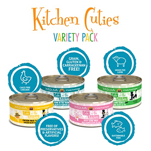 Weruva Cats in the Kitchen, Variety Pack, Kitchen Cuties, Wet Cat Food by Weruva, 3.2oz Cans (Pack of 12)