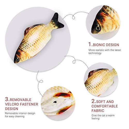 ODOLDI Electric Moving Cat Kicker Fish Toy, Realistic Flopping Fish, Wiggle Fish Catnip Toys, Motion Kitten Toy, Plush Interactive Cat Toys, Fun Toy for Cat Exercise ?A?