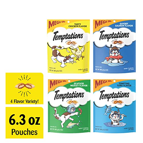 Temptations Whiskas Mega Pack Cat Treats, Assorted Flavors, 6.3 Oz, 5 Pack