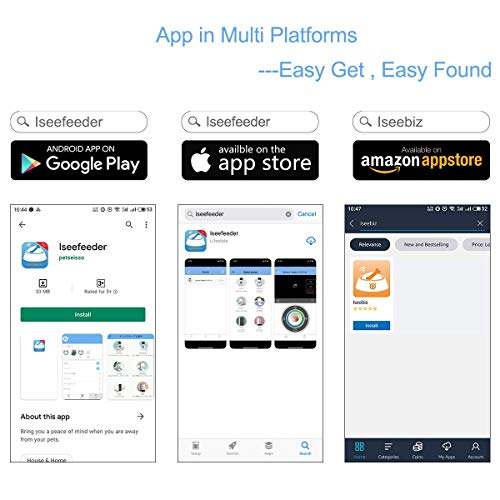 Iseebiz Smart Pet Feeder, Automatic Cat Dog Feeder, 3L WiFi App Control Food Dispenser, 8 Meals Per Day, Voice Record Remind, Portion Control, Timer Programmable, IR Detect, for Medium Small Cats Dogs