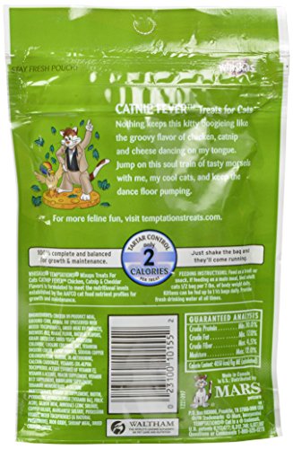 Temptations Cat Treats Mix Ups, Catnip Fever Chicken, Catnip and Cheddar Flavors, 3 Oz Pouch