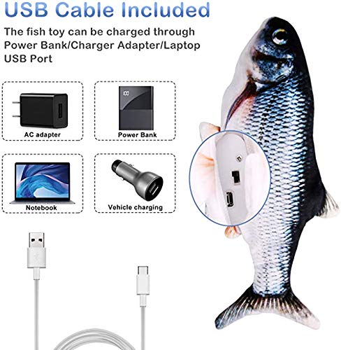 ODOLDI Electric Moving Cat Kicker Fish Toy, Realistic Flopping Fish, Wiggle Fish Catnip Toys, Motion Kitten Toy, Plush Interactive Cat Toys, Fun Toy for Cat Exercise ?A?