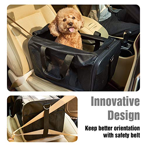 ScratchMe Pet Travel Carrier Soft Sided Portable Bag for Cats, Small Dogs, Kittens or Puppies, Collapsible, Durable, Airline Approved, Travel Friendly, Carry Your Pet with You Safely and Comfortably