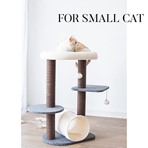 PetPals Cat Tree Cat Tower for Activity with Tunnel and Toy Ball, Gray, 17-inch L 13-inch W 29-in H